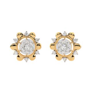 Rosy Round Diamond Stud Earrings